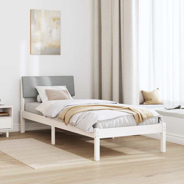vidaXL Estructura de cama con cabecera y gris claro 75 x 190 cm