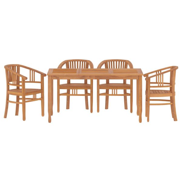 vidaXL Juego de comedor para jardín 5 piezas madera maciza de teca