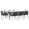 vidaXL Juego comedor jard&iacute;n 9 piezas y cojines rat&aacute;n sint&eacute;tico y acero
