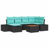 vidaXL Conjunto de sof&aacute;s de jard&iacute;n 7 uds. Negro Polirat&aacute;n