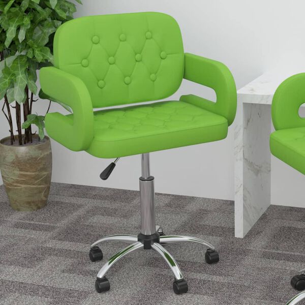 vidaXL Silla de comedor giratoria de cuero sint&eacute;tica verde