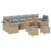 vidaXL Conjunto de sof&aacute;s de jard&iacute;n 10 uds. Beige rat&aacute;n sint&eacute;tico