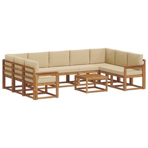 vidaXL Conjunto de sof&aacute;s de exterior con coj&iacute;n 10 pcs Natural y Beige