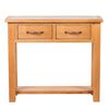 vidaXL Mesa consola con 2 cajones madera maciza de roble 83x30x73 cm