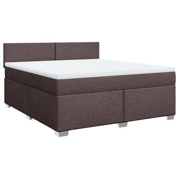 vidaXL Cama box spring con colch&oacute;n tela marr&oacute;n oscuro 180x200 cm