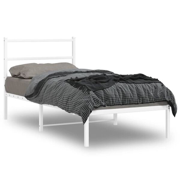 vidaXL Estructura cama sin colch&oacute;n con cabecero metal blanco 90x190 cm