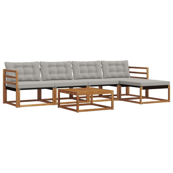 vidaXL Conjunto de sof&aacute;s de exterior 6 pcs Gris Natural y Claro