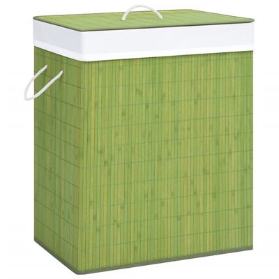 vidaXL Cesto de ropa sucia de bambú verde 100 L