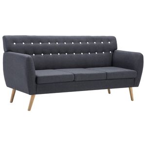 vidaXL Sof&aacute; de 3 plazas tapizado de tela gris oscuro 172x70x82 cm