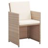 vidaXL Set comedor de jard&iacute;n 15 piezas y cojines rat&aacute;n sint&eacute;tico beige