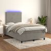 vidaXL Cama box spring colch&oacute;n y LED terciopelo gris claro 120x190 cm