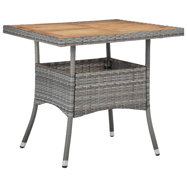 vidaXL Set de comedor jard&iacute;n 5 pzas rat&aacute;n sint&eacute;tico madera acacia gris