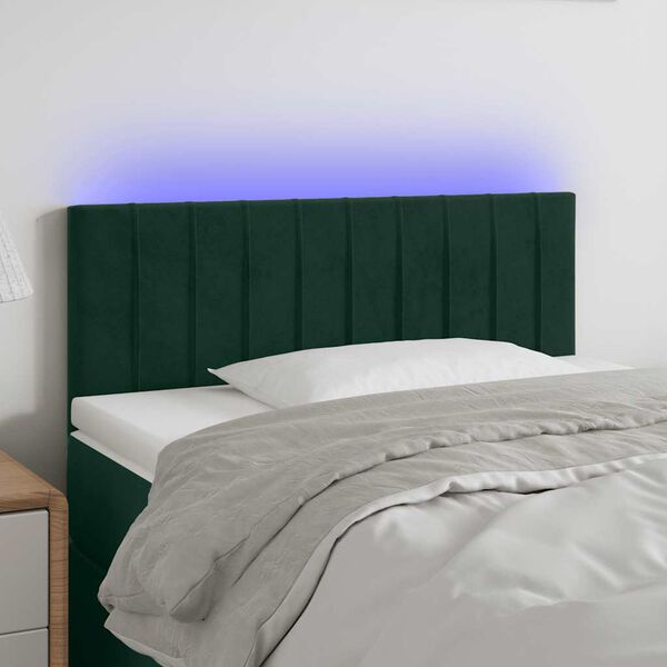 vidaXL Cabecero con LED de terciopelo verde oscuro 80x5x78/88 cm