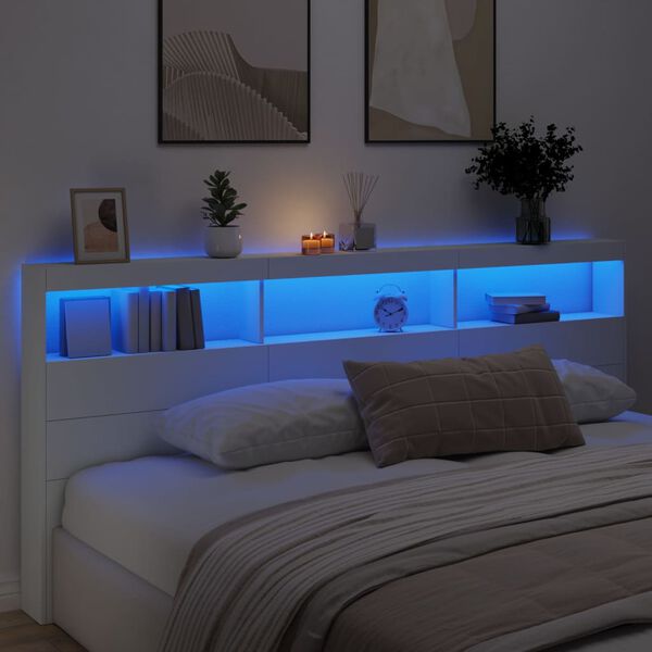 vidaXL Cabecero de cama con LED blanco 220x17x102 cm