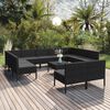 vidaXL Set muebles de jard&iacute;n 12 pzas y cojines rat&aacute;n sint&eacute;tico negro