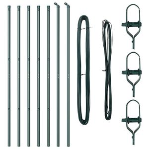 vidaXL Postes de cerca 7 pcs Verde Ø32mm 210 cm Acero galvanizado