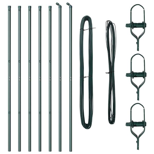 vidaXL Postes de cerca 7 pcs Verde Ø32mm 210 cm Acero galvanizado