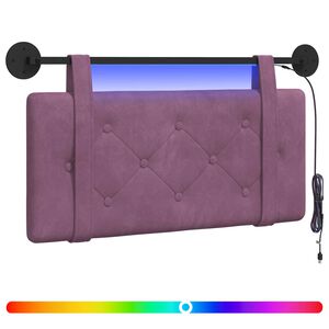 vidaXL Cabecero colgante Con luz LED Morado Terciopelo
