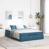 vidaXL Estructura de cama con colch&oacute;n 2 pcs Azul Terciopelo
