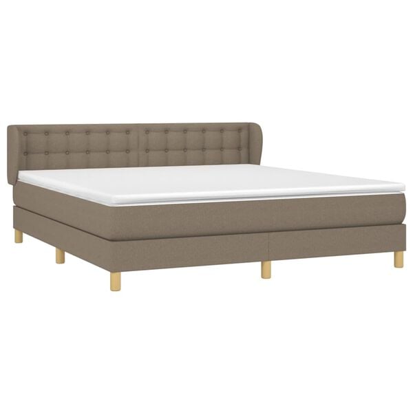 vidaXL Cama box spring con colch&oacute;n tela gris taupe 160x200 cm
