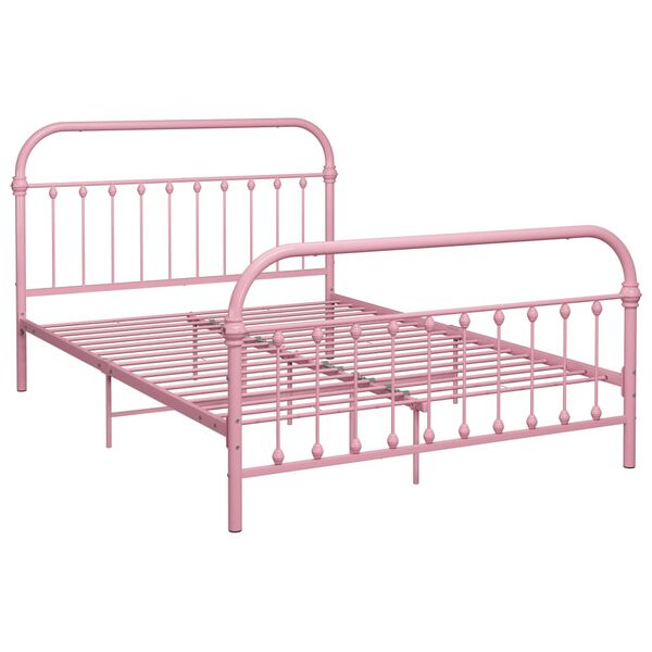 vidaXL Estructura de cama sin colch&oacute;n metal rosa 140x200 cm
