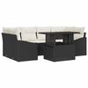 vidaXL Conjunto de sof&aacute; de jard&iacute;n 7 uds. Negro y crema rat&aacute;n sint&eacute;tico