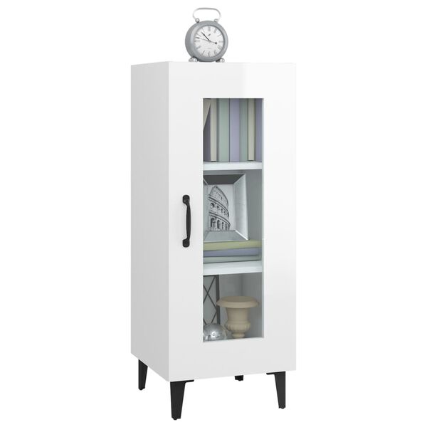 vidaXL Aparador de madera contrachapada blanco brillante 34,5x34x90 cm