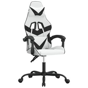 vidaXL Silla gaming giratoria cuero sint&eacute;tico blanco y negro