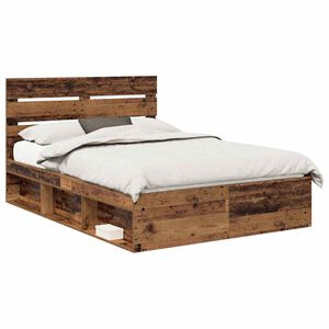 vidaXL Estructura de cama con cabecera Madera vieja 150 x 200 cm