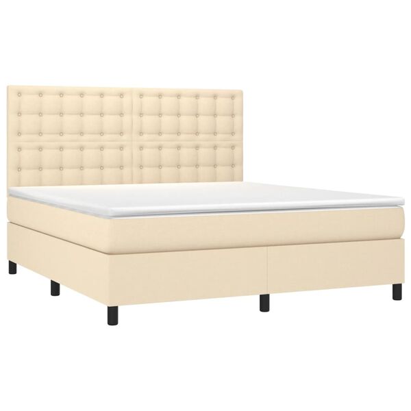 vidaXL Cama box spring con colch&oacute;n tela color crema 160x200 cm