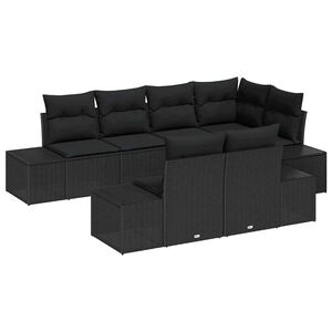vidaXL Conjunto de sof&aacute;s de jard&iacute;n 7 pcs Negro rat&aacute;n sint&eacute;tico