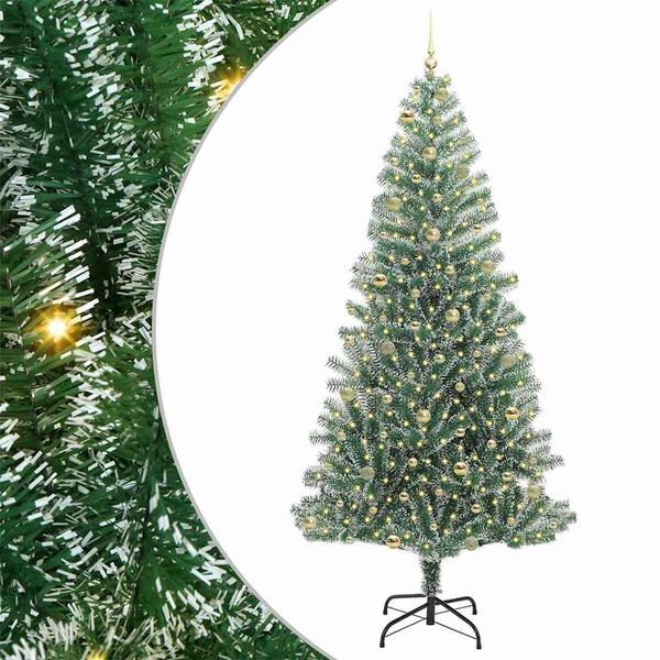 vidaXL &Aacute;rbol de Navidad Artificial Nevado con Luz LED Verde y 240 cm