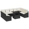 vidaXL Conjunto de sof&aacute; de jard&iacute;n 10 uds. Negro y crema