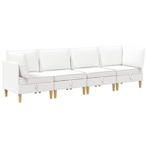 vidaXL Juego de sof&aacute; modular con almacenamiento 4 pcs Blanco Tela