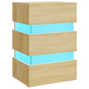 vidaXL Mesita de noche luz LED madera de ingenier&iacute;a Sonoma 45x35x67 cm