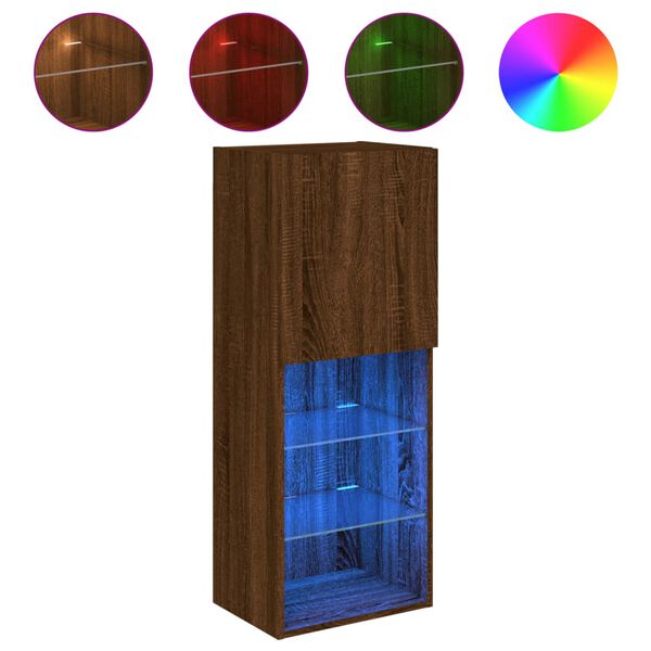 vidaXL Mueble para TV con luces LED roble marr&oacute;n 40,5x30x102 cm