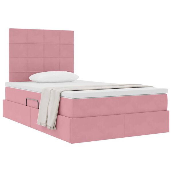 vidaXL Cama con almacenamiento y LED Rosa 120 x 190 cm Terciopelo