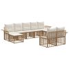 vidaXL Conjunto de sof&aacute;s de exterior 9 uds. Natural y Crema Poli&eacute;ster