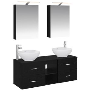 vidaXL Juego de muebles de ba&ntilde;o 5 uds. Roble Negro