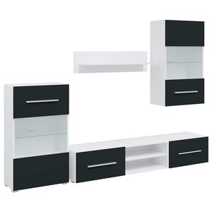 vidaXL Muebles para TV 5 piezas con iluminaci&oacute;n LED &iacute;ndigo mate