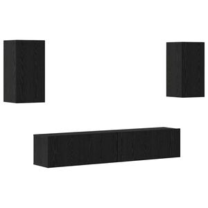 vidaXL Conjunto de mueble de TV 4 pcs Roble negro 80 x 30 x 30 cm