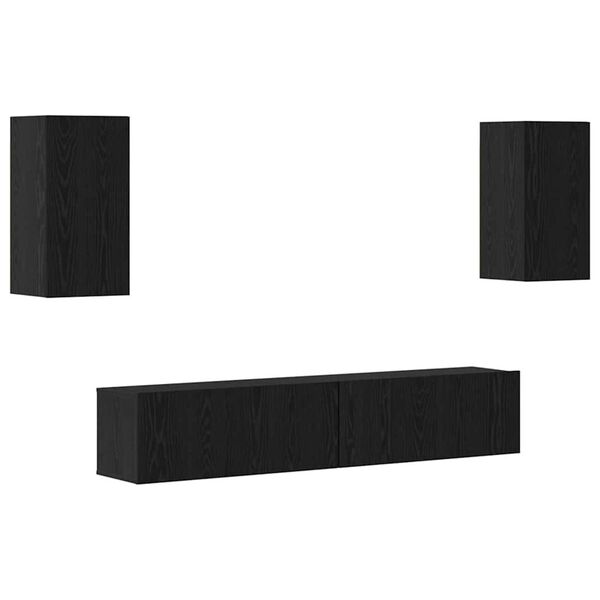 vidaXL Conjunto de mueble de TV 4 pcs Roble Negro Madera de ingeniería