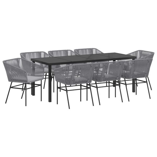 vidaXL Conjunto de Comedor de Jard&iacute;n con coj&iacute;n 9 pcs Gris