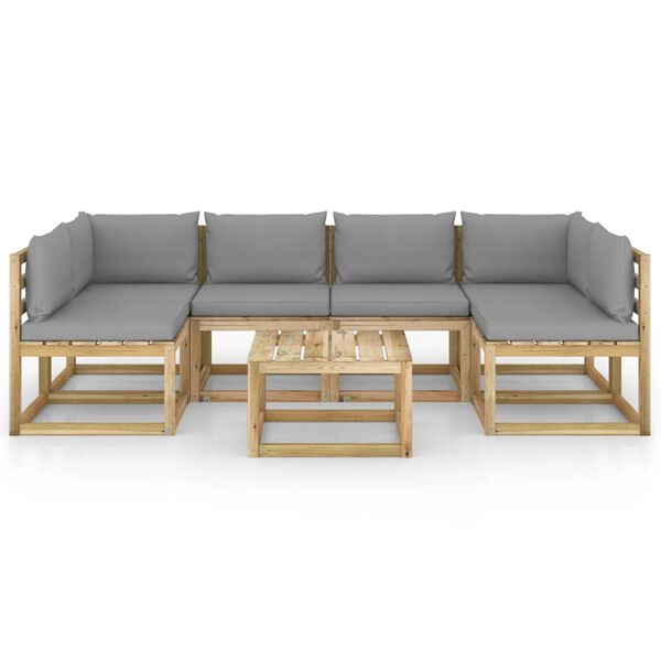 vidaXL Set de muebles de jard&iacute;n 7 piezas con cojines madera impregnada
