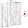 vidaXL Cestas de gaviones 5 uds forma de arco hierro 200x30x220/240 cm