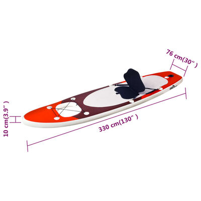 vidaXL Set de tabla de paddle surf hinchable rojo 330x76x10 cm