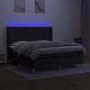 vidaXL Cama box spring colch&oacute;n y luces LED tela negro 160x200 cm