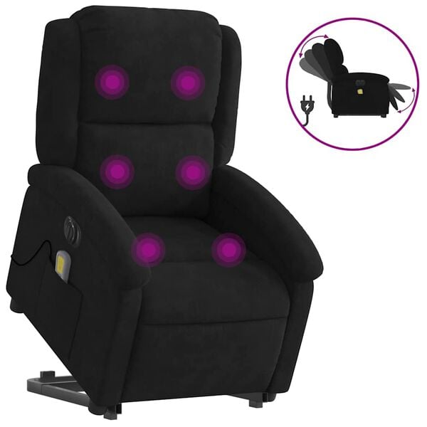 vidaXL Sill&oacute;n de masaje reclinable elevable terciopelo negro