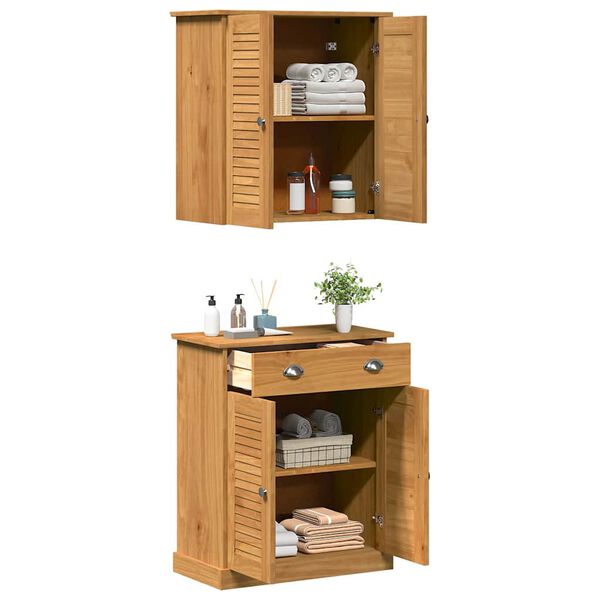 vidaXL Juego de muebles de ba&ntilde;o VIGO 2 pcs Marr&oacute;n y Marr&oacute;n Miel