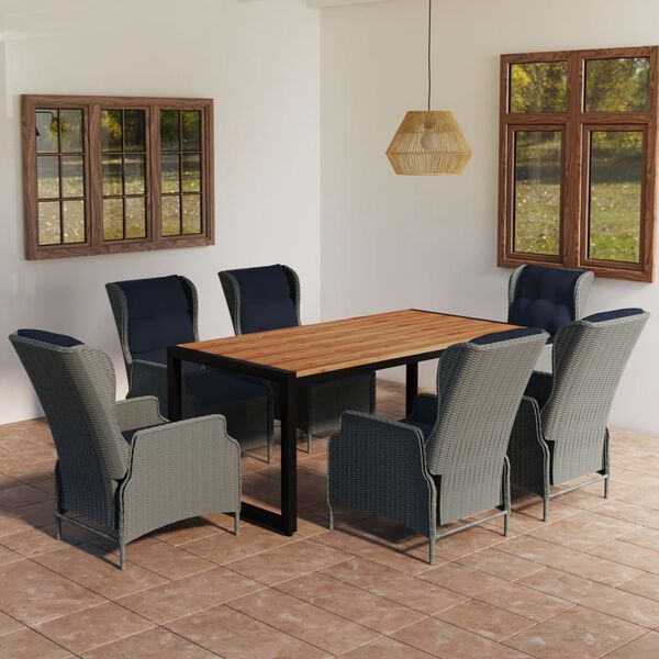 vidaXL Juego de comedor para jard&iacute;n de 7 piezas gris claro